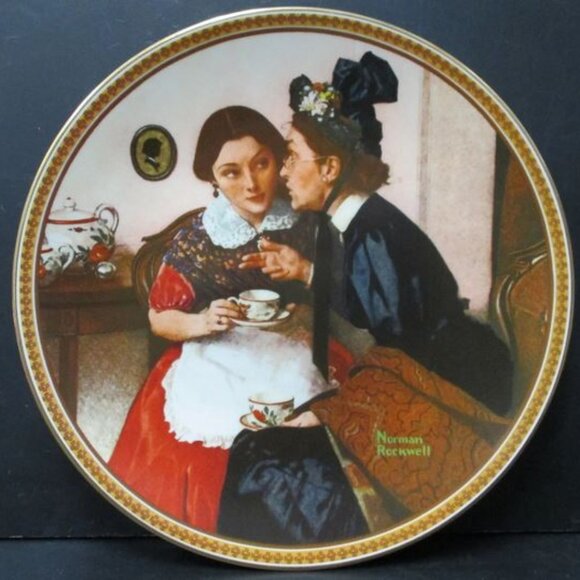 Knowles Norman Rockwell Rediscovered Women Collection "Gossiping in the Alcove"